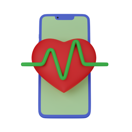 Mobile heart rate  3D Icon