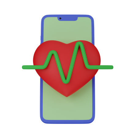 Mobile heart rate 3D Icon