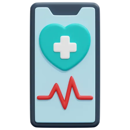 Mobile Heart Rate  3D Icon