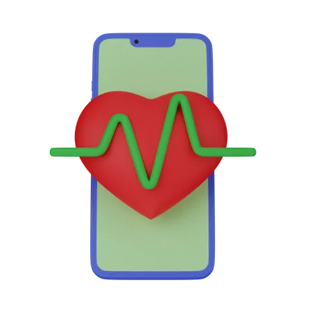 Mobile Herzfrequenz 3D Icon
