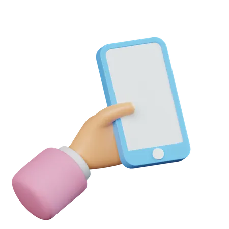 Mobile Holding Hand  3D Icon