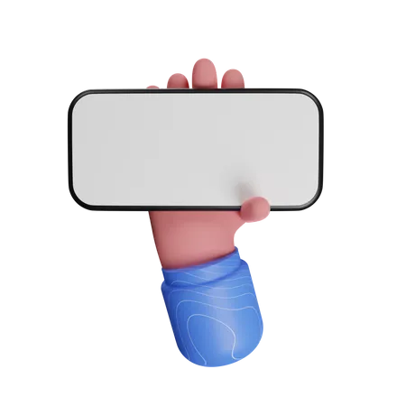 Mobile holding hand gesture 3D Illustration