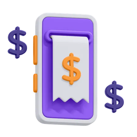 An Icon Of Mobile Transaction Invoice In 3 D Format 3D Icon