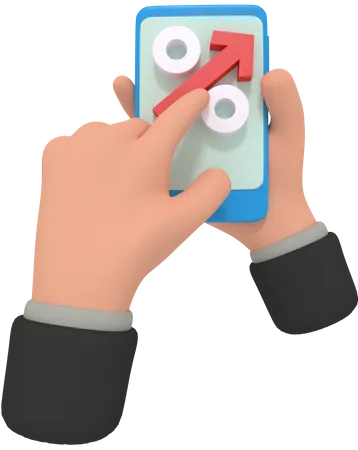 3 D Illustration Of Holding Phone With Profit Percentage App 3D Illustration
