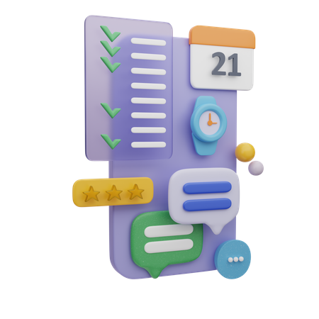 Mobile Kalender-App  3D Illustration