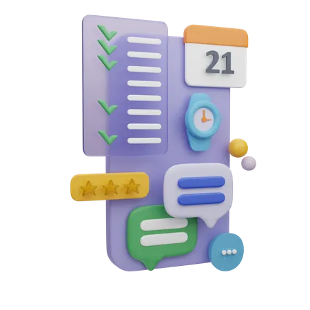 Mobile Kalender-App  3D Illustration