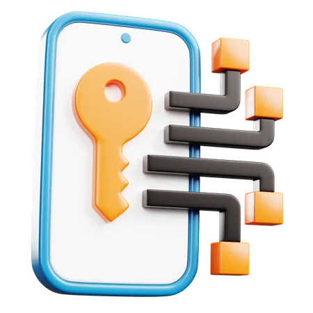 Mobile Key Lock System  3D Icon