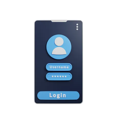 Mobile Login  3D Illustration