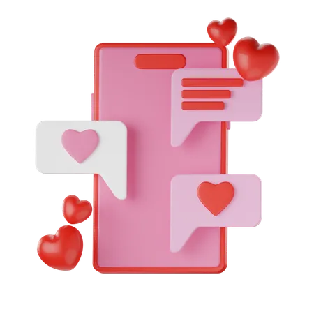 Mobile Love Chat  3D Icon