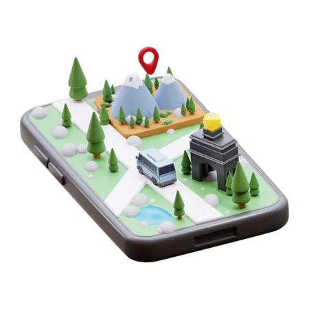 Mobile Map  3D Icon