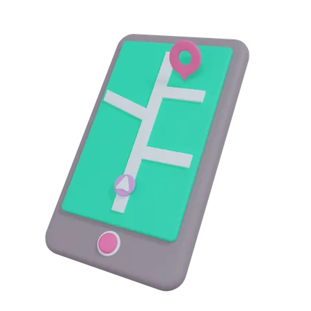 Mobile Map  3D Icon