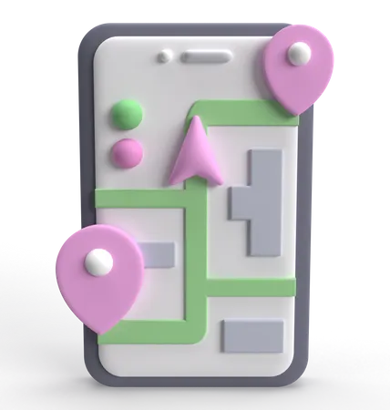 Mobile Map  3D Icon