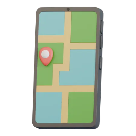 Mobile Map  3D Icon