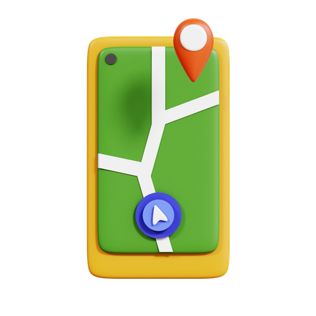 Mobile Map  3D Icon