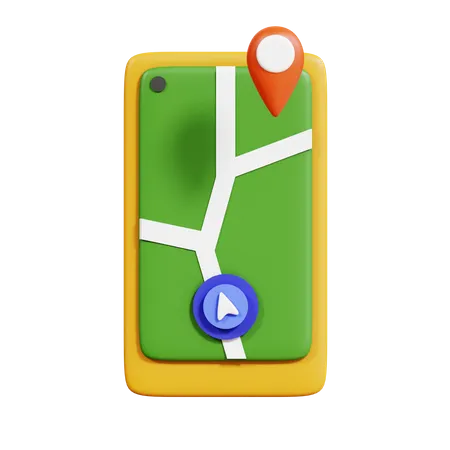 Mobile Map  3D Icon