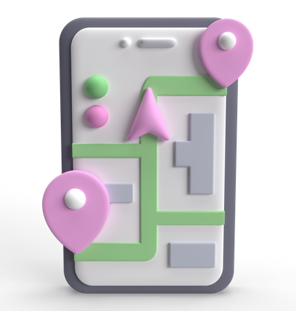 Mobile Map  3D Icon