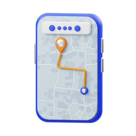 Mobile Map 3D Illustration
