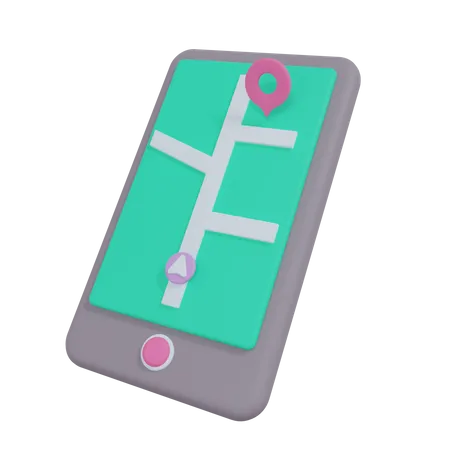 Mobile Map Illustration 3D Icon