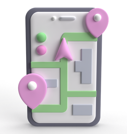 Mobile Map  3D Icon