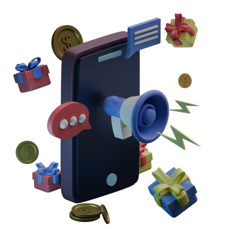 Mobile Marketing  3D Icon