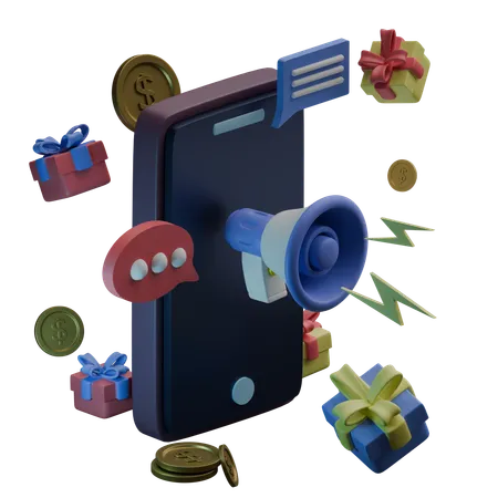 Mobile Marketing  3D Icon