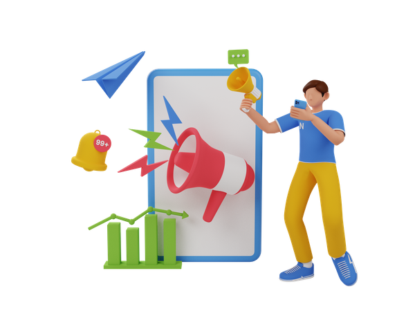 Mobile marketing  3D Icon