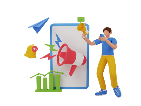 Mobile marketing  3D Illustration