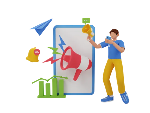 Mobile marketing  3D Illustration