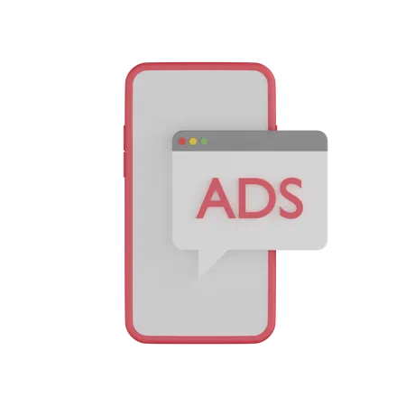 Mobile Ads With Various Elements 3D Icon