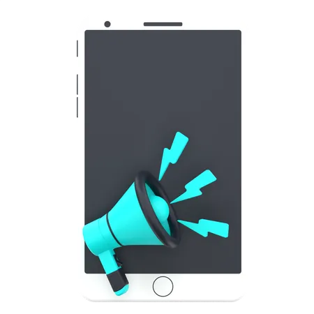 3 D Smartphone And Megaphone For Mobile Marketing 3D Icon
