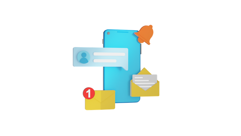 Mobile Message Notification  3D Icon
