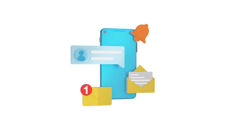 Mobile Message Notification  3D Icon