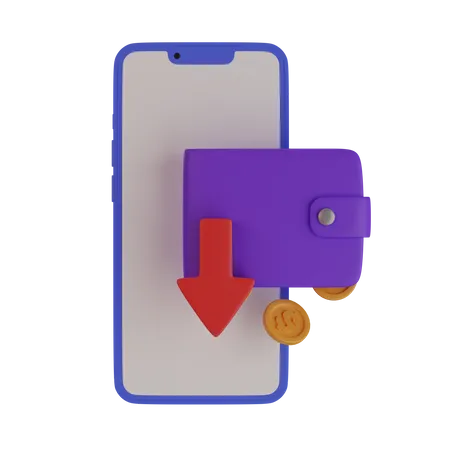 Handy mit fallender Geldbörse  3D Icon