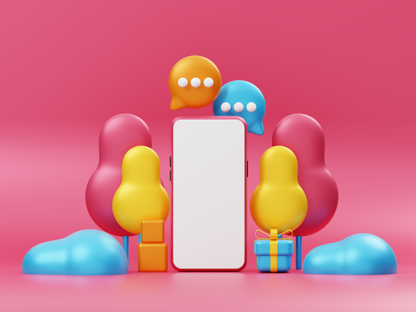 Mobile Mockup For Advertising  3D Illustration