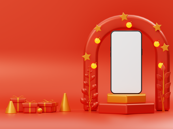 Mobile Mockup for Festival Advertising  3D Illustration