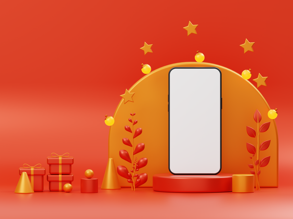 Mobile Mockup for festival and days Promotion  3D Illustration