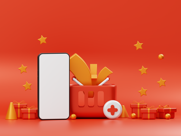 Mobile Mockup for Festival and shopping Advertising  3D Icon