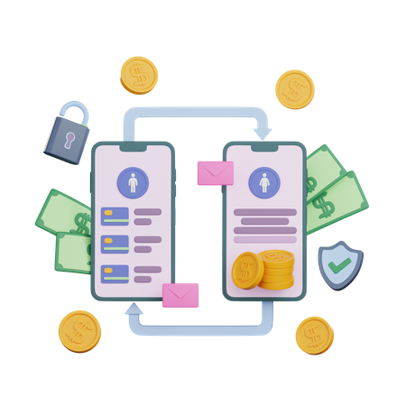 Mobile Money Transfer  3D Icon