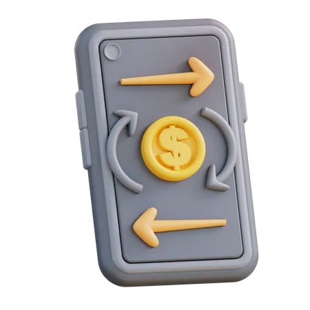 3 D Illustration Of Mobile Money Transfer 3D Icon