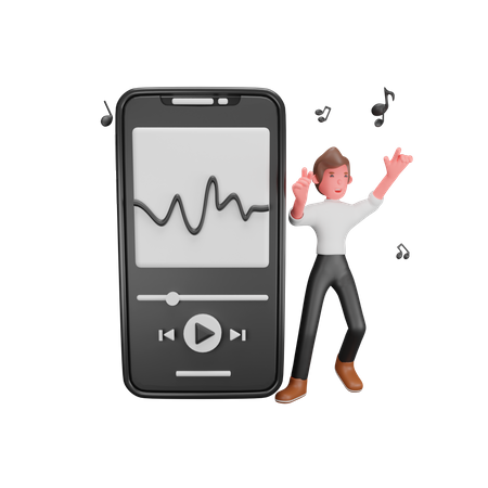 Mobile Music Player  3D Illustration