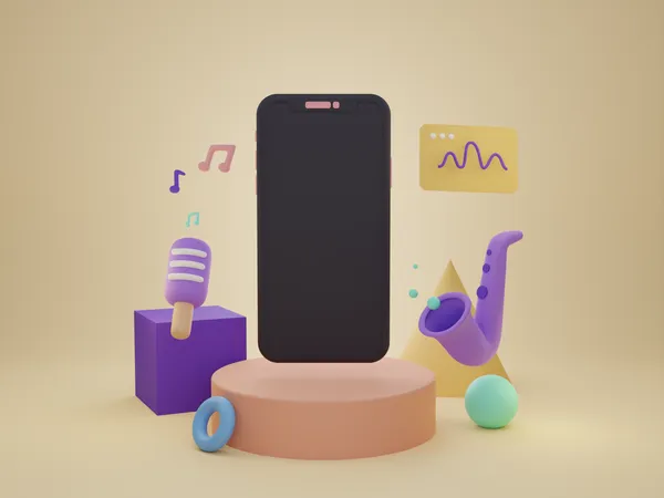 Mobile Music Player  3D Illustration