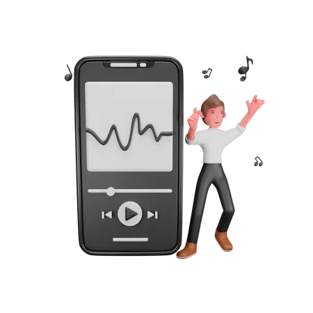 Mobile Music Player  3D Illustration