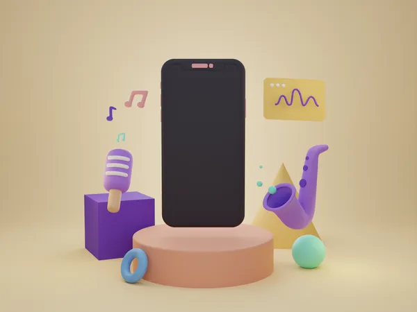 Mobile Music Player 3D Illustration