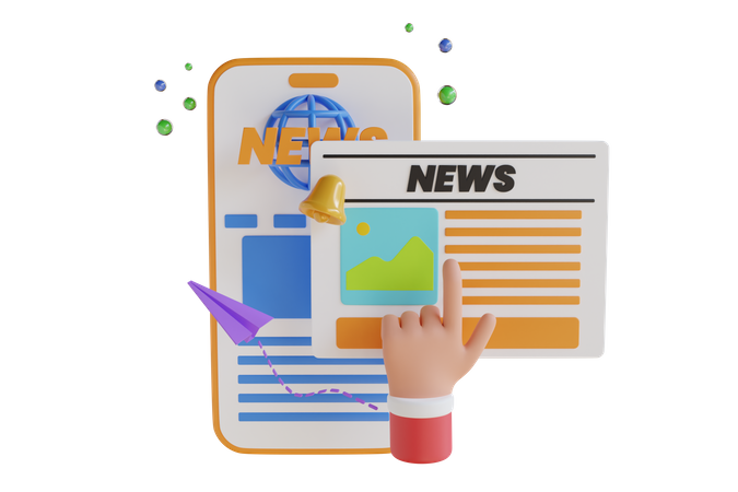 Mobile news application  3D Icon