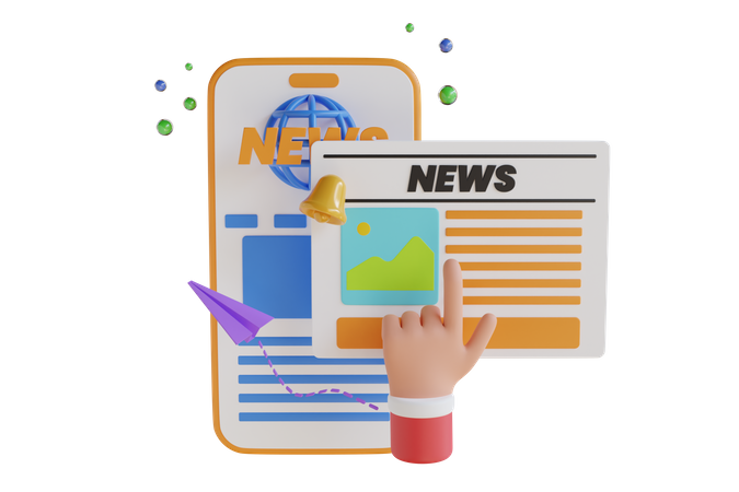 Mobile news application  3D Illustration