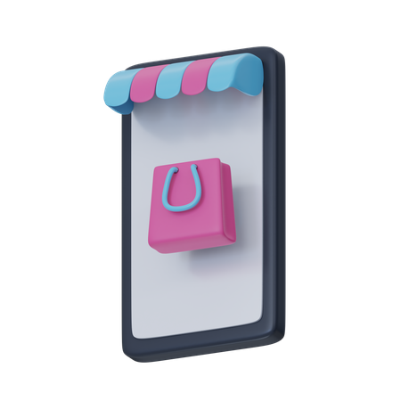 Mobile Online Store 3D Icon