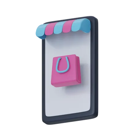 Mobile Online Store  3D Icon