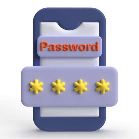 Mobile Password  3D Icon