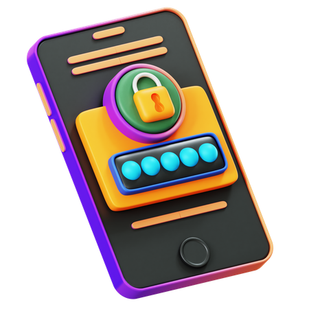 Mobile Password  3D Illustration