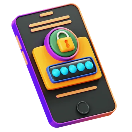 Mobile Password  3D Illustration